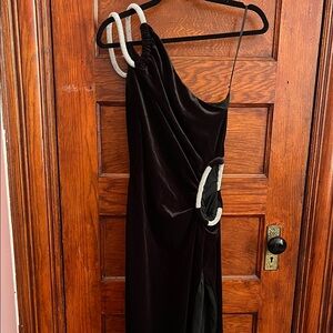 Fashion Nova Black One Shoulder Dress with Silver Details